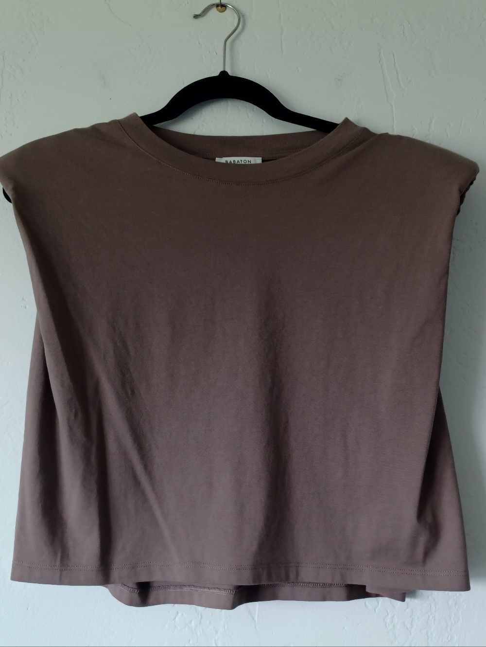 Babaton Brown Padded Shoulder Muscle Tee